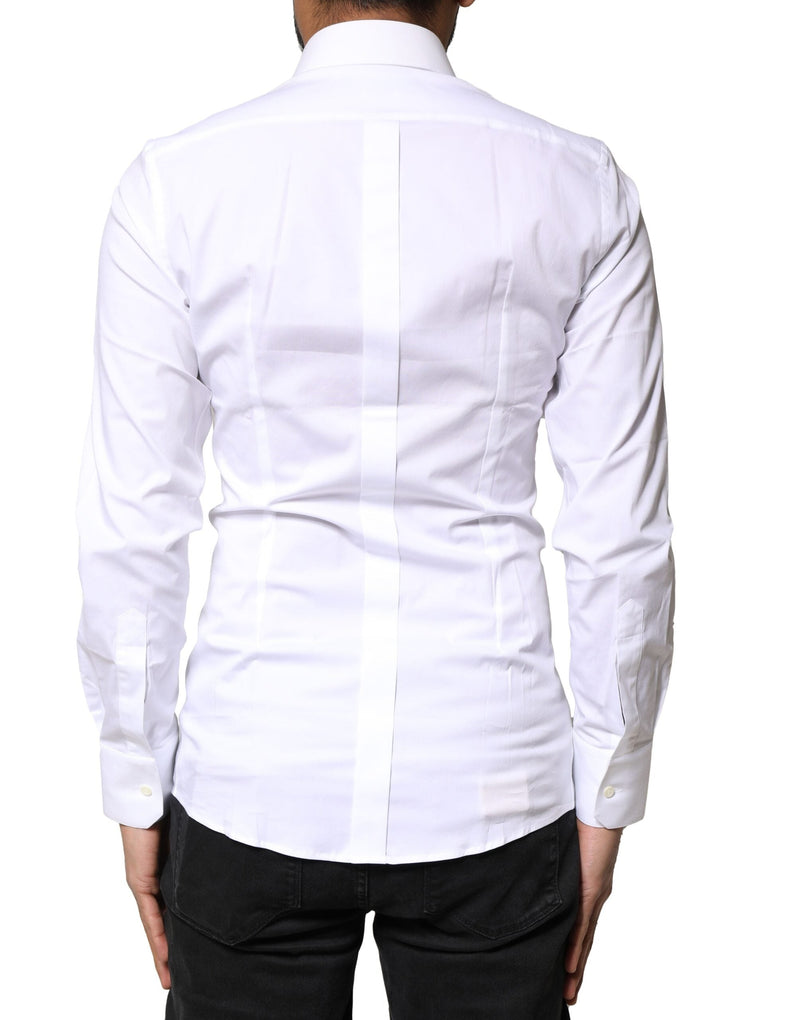 White GOLD Cotton Long Sleeves Dress Shirt Dolce & Gabbana