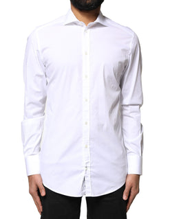 White GOLD Cotton Long Sleeves Dress Shirt Dolce & Gabbana
