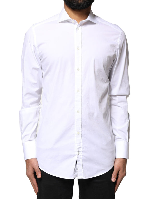 White GOLD Cotton Long Sleeves Dress Shirt Dolce & Gabbana