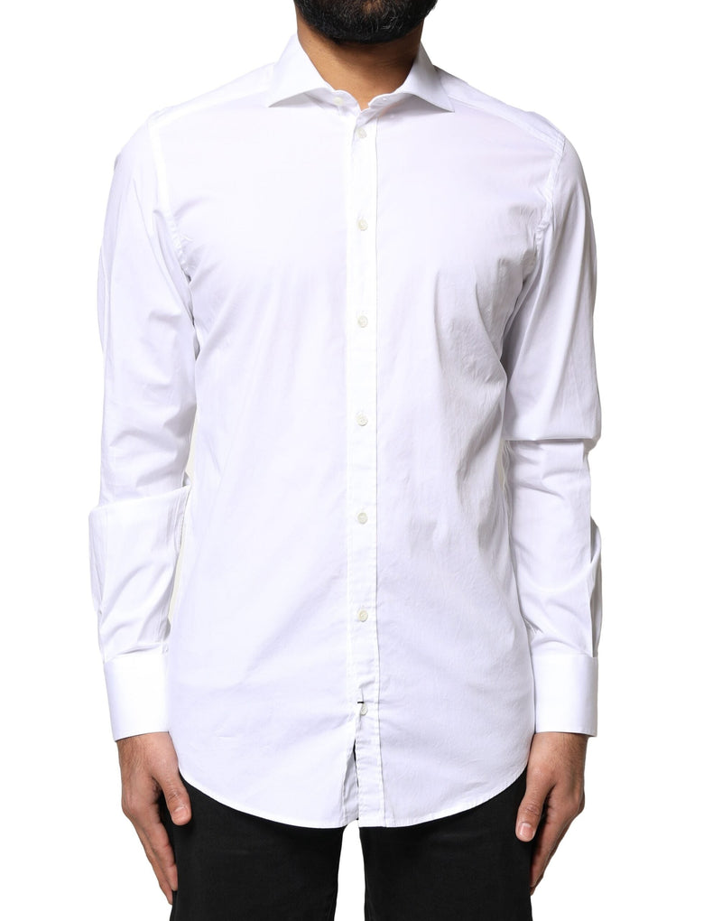 White GOLD Cotton Long Sleeves Dress Shirt Dolce & Gabbana