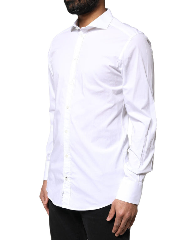 White GOLD Cotton Long Sleeves Dress Shirt Dolce & Gabbana