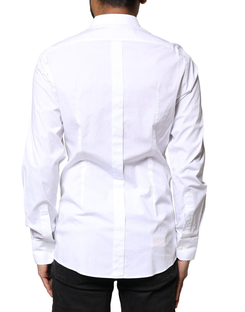 White GOLD Cotton Long Sleeves Dress Shirt Dolce & Gabbana