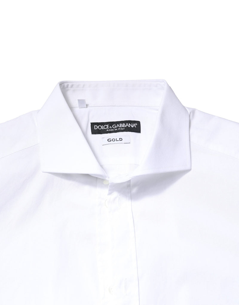 White GOLD Cotton Long Sleeves Dress Shirt Dolce & Gabbana