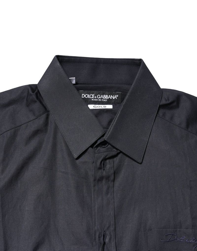 Dark Blue GOLD Cotton Long Sleeves Dress Shirt Dolce & Gabbana