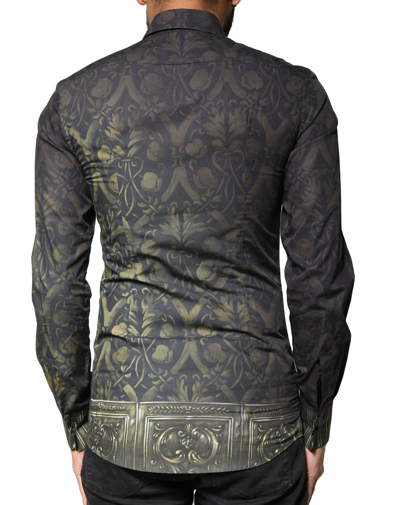 Black Royal Pet Portrait GOLD Dress Shirt Dolce & Gabbana