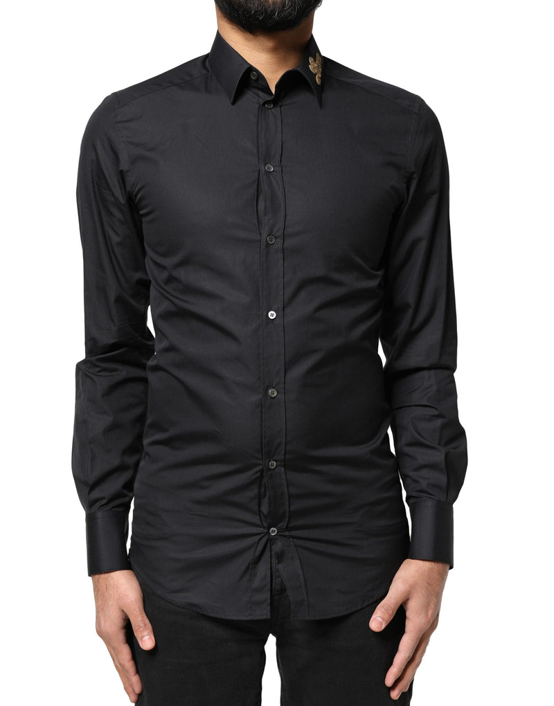 Black Love Embroidery GOLD Formal Dress Shirt Dolce & Gabbana