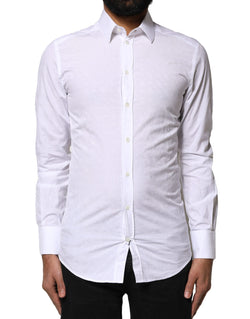White GOLD Cotton Long Sleeves Dress Shirt Dolce & Gabbana