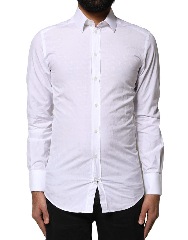 White GOLD Cotton Long Sleeves Dress Shirt Dolce & Gabbana