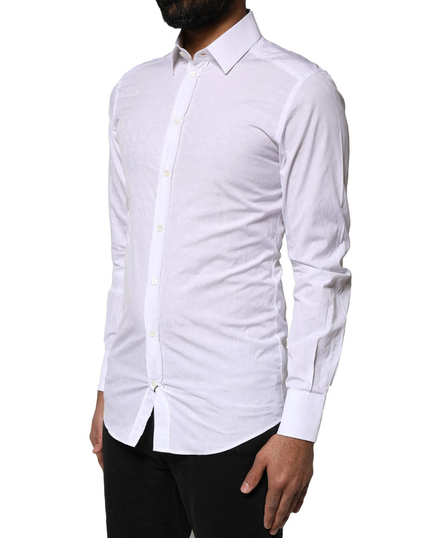 White GOLD Cotton Long Sleeves Dress Shirt Dolce & Gabbana