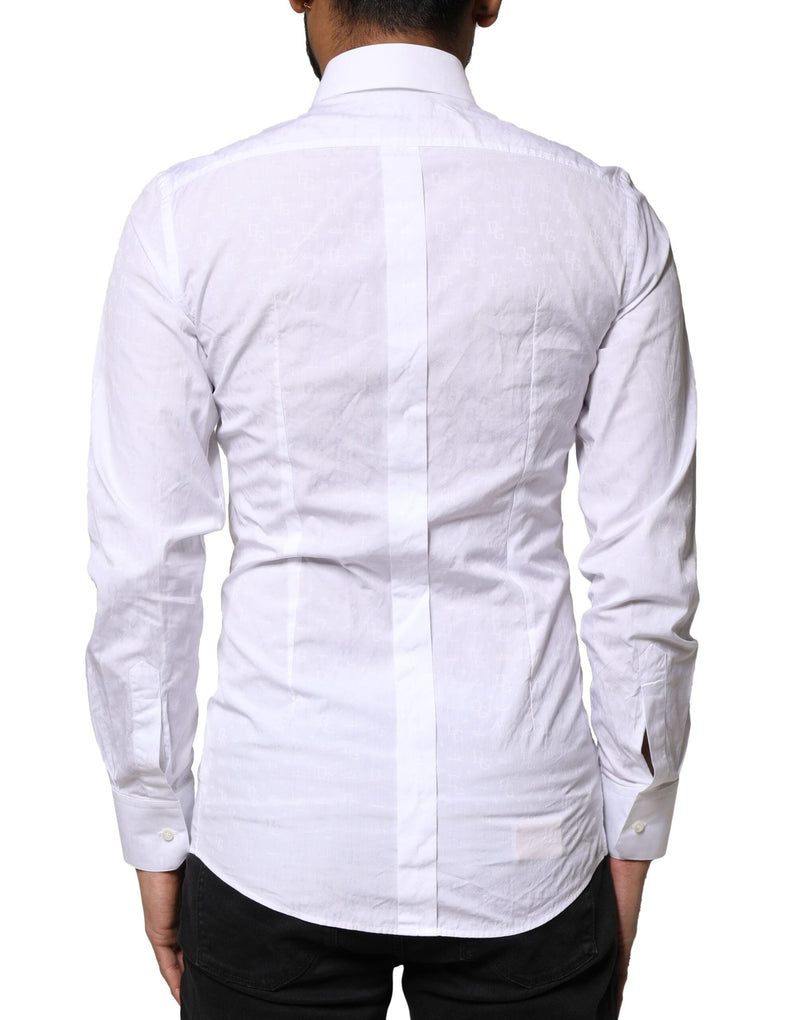White GOLD Cotton Long Sleeves Dress Shirt Dolce & Gabbana