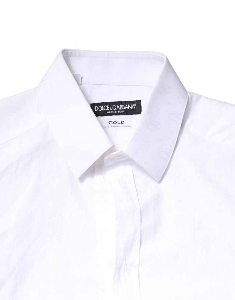 White GOLD Cotton Long Sleeves Dress Shirt Dolce & Gabbana