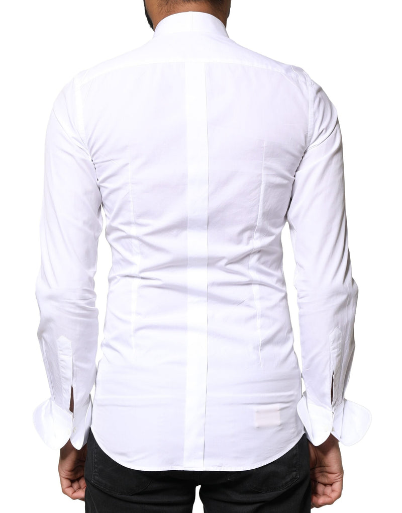 White GOLD Cotton Poplin Bib Formal Men Dress Shirt Dolce & Gabbana