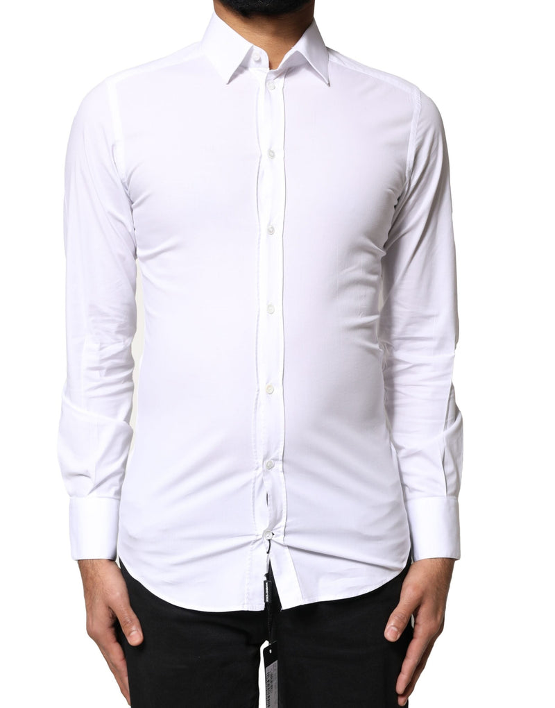 White GOLD Cotton Long Sleeves Dress Shirt Dolce & Gabbana