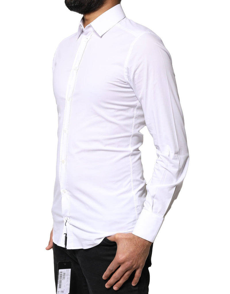 White GOLD Cotton Long Sleeves Dress Shirt Dolce & Gabbana