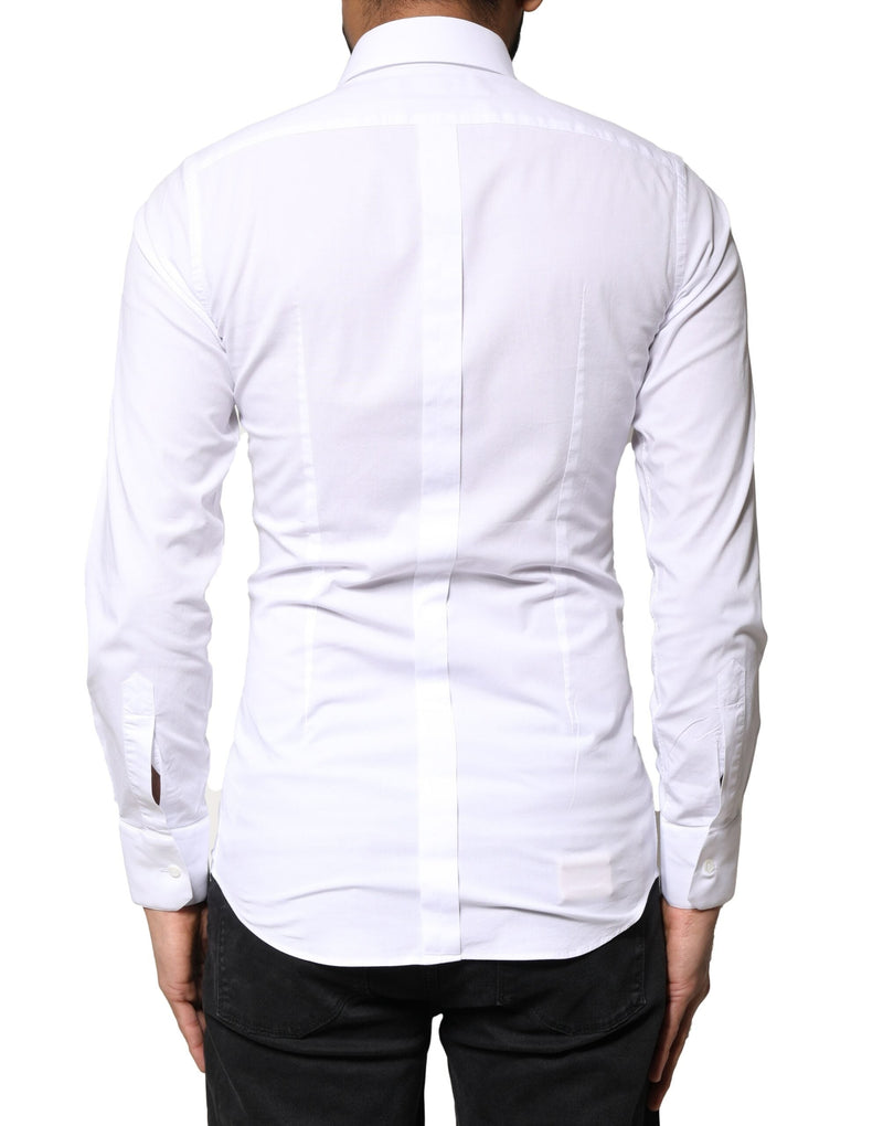 White GOLD Cotton Long Sleeves Dress Shirt Dolce & Gabbana