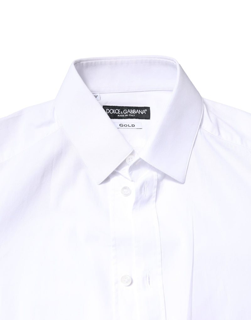 White GOLD Cotton Long Sleeves Dress Shirt Dolce & Gabbana