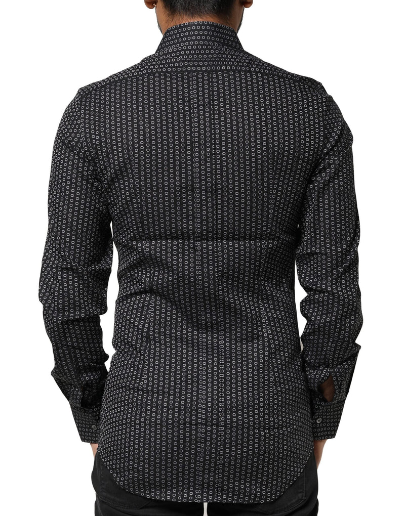 Black GOLD Patterned Cotton Men Dress Shirt Dolce & Gabbana