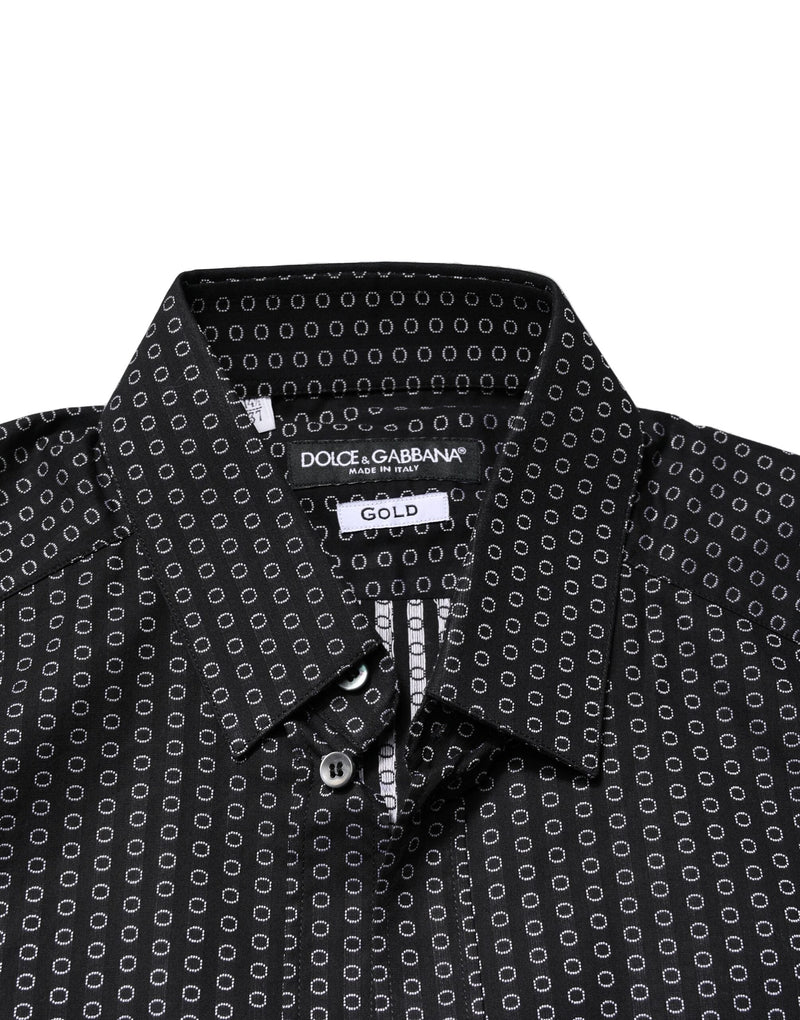 Black GOLD Patterned Cotton Men Dress Shirt Dolce & Gabbana