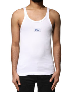 White Cotton DG Sleeveless Men Tank T-shirt Dolce & Gabbana
