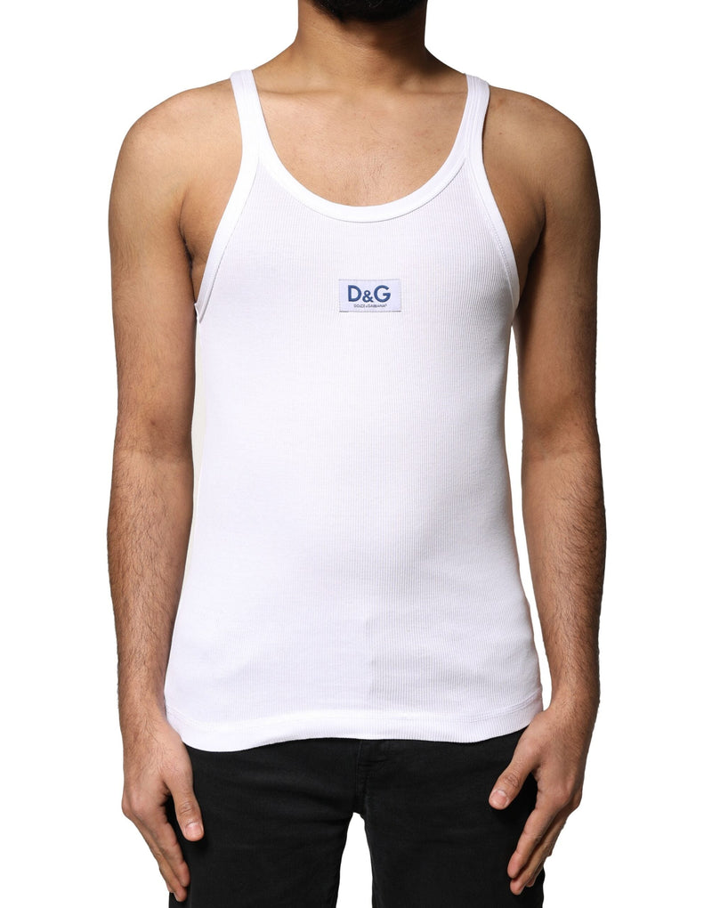 White Cotton DG Sleeveless Men Tank T-shirt Dolce & Gabbana
