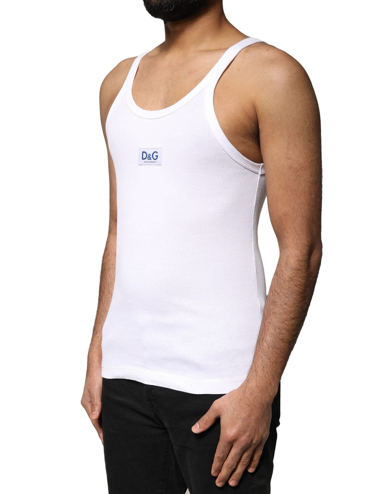 White Cotton DG Sleeveless Men Tank T-shirt Dolce & Gabbana