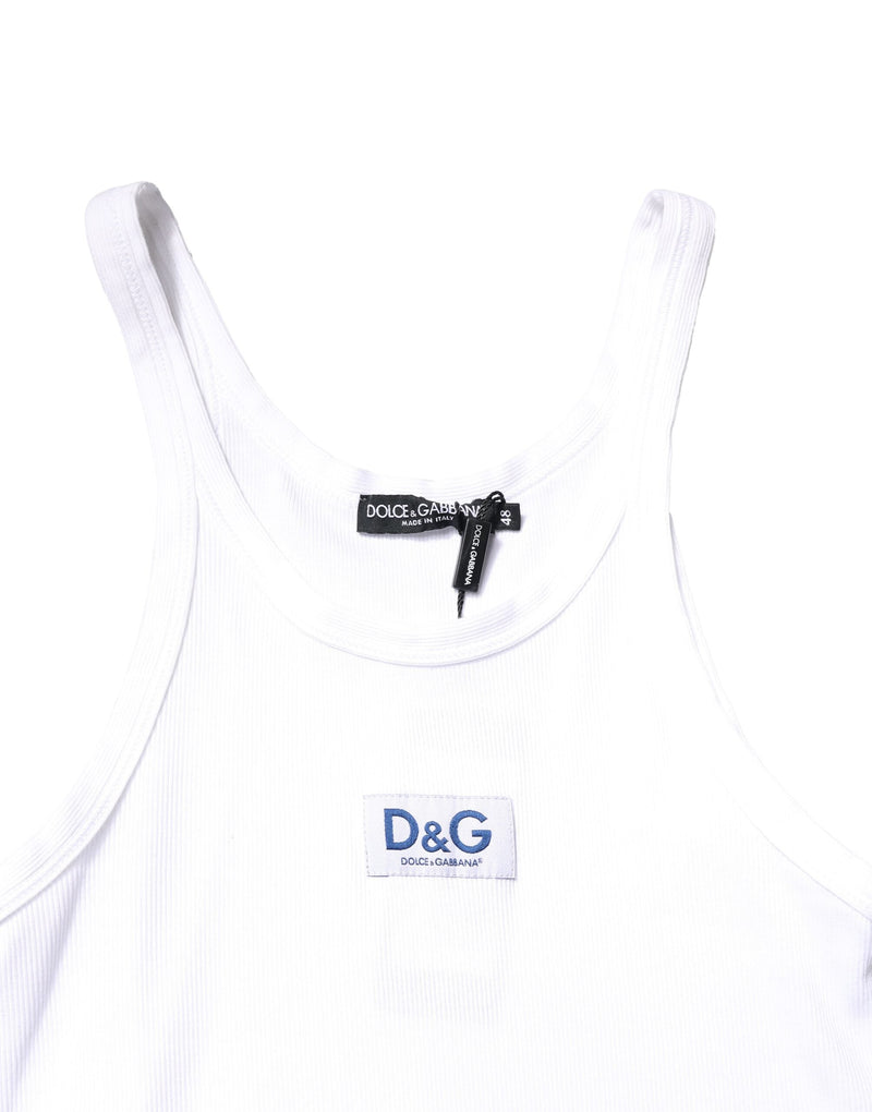 White Cotton DG Sleeveless Men Tank T-shirt Dolce & Gabbana