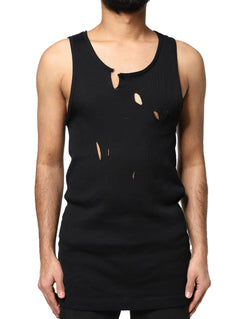 Black Cotton Rip Style Sleeveless Men Tank T-shirt Dolce & Gabbana