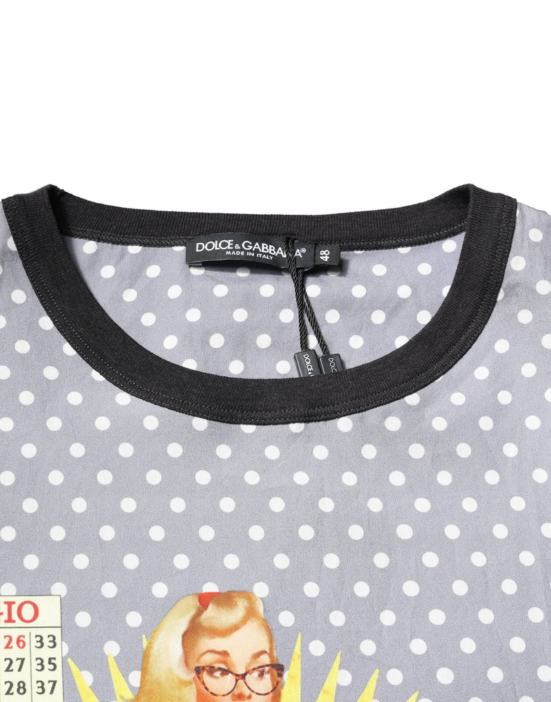 Gray Polka Dot Pin-Up Print Crew Neck T-shirt Dolce & Gabbana
