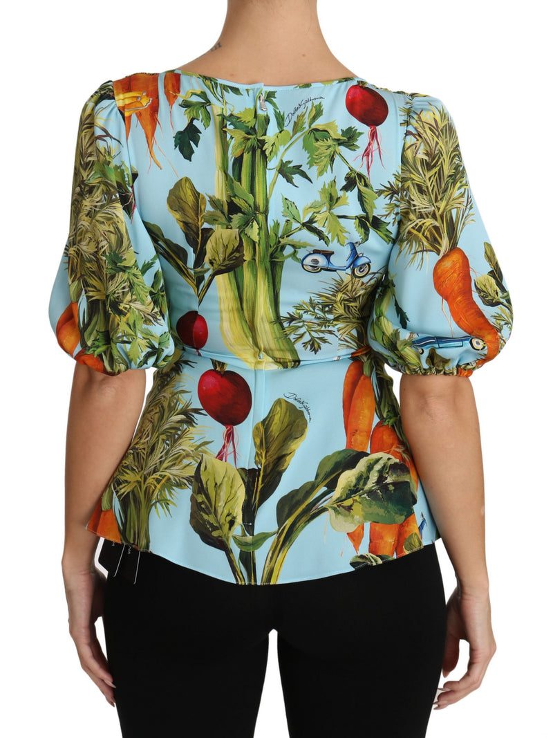 Vegetable Print Silk Top Extravaganza Dolce & Gabbana