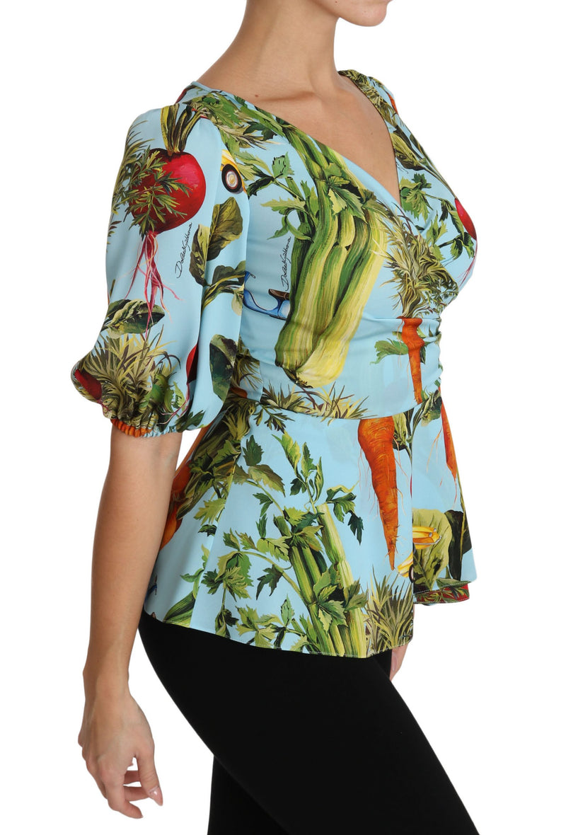 Vegetable Print Silk Top Extravaganza Dolce & Gabbana