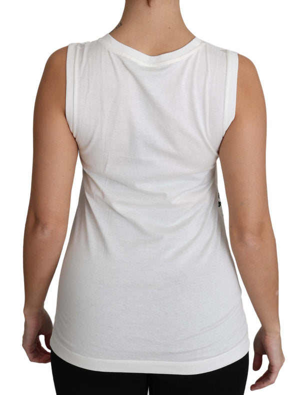 Elegant White Sleeveless Cotton Silk Shirt Dolce & Gabbana