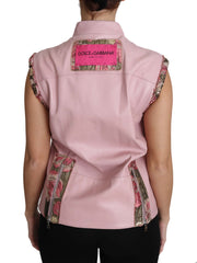 Stunning Pink Sleeveless Leather Vest Dolce & Gabbana