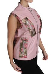 Stunning Pink Sleeveless Leather Vest Dolce & Gabbana