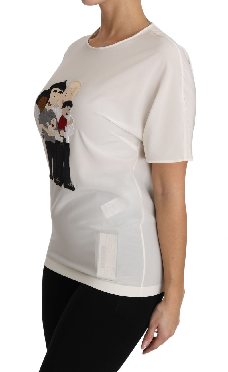 Elegant Silk Crewneck Blouse with Applique Dolce & Gabbana