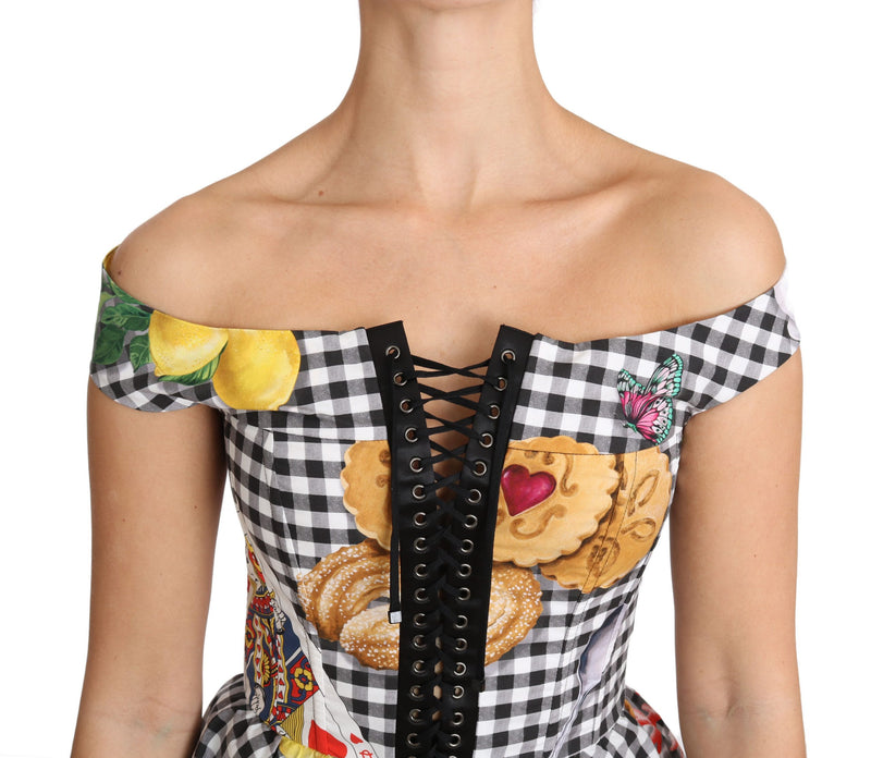 Chic Checkered Corset Top Blouse Dolce & Gabbana