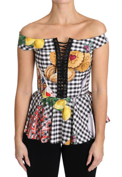 Chic Checkered Corset Top Blouse Dolce & Gabbana