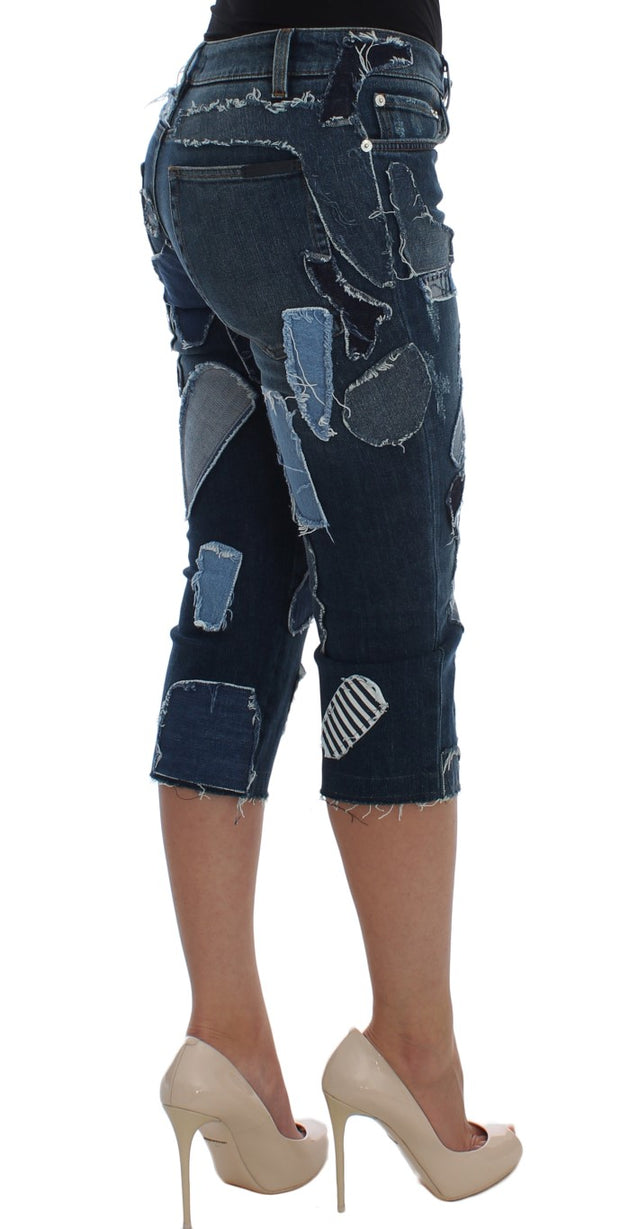 Chic Blue Patchwork Denim Shorts Dolce & Gabbana