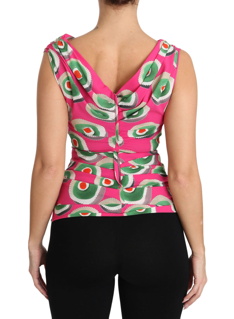 Sicilian Cake Print Sleeveless Silk Top Dolce & Gabbana