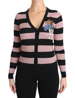 Elegant Floral Embroidered Cashmere Cardigan Dolce & Gabbana