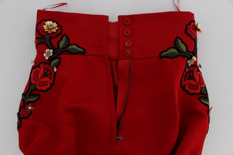 Enchanted Sicilian Rose Embroidered Mini Shorts Dolce & Gabbana