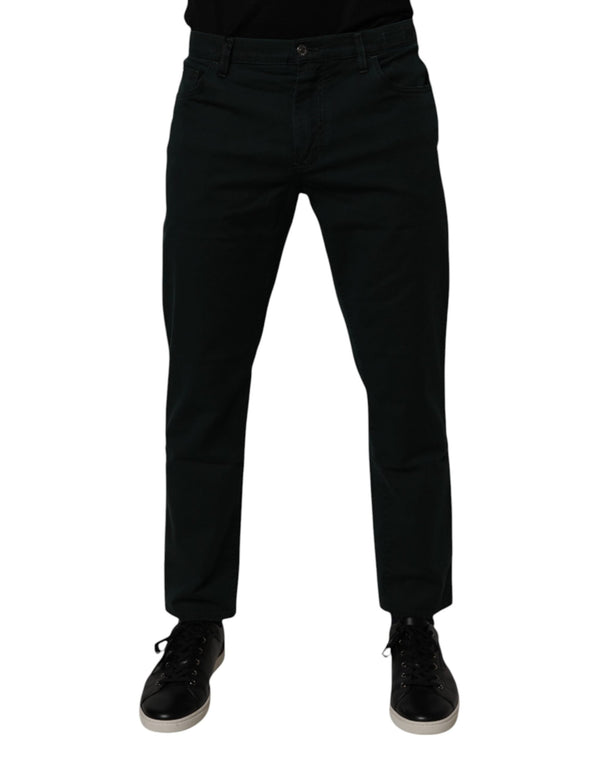 Dark Green Cotton Loose Men Denim Jeans Dolce & Gabbana