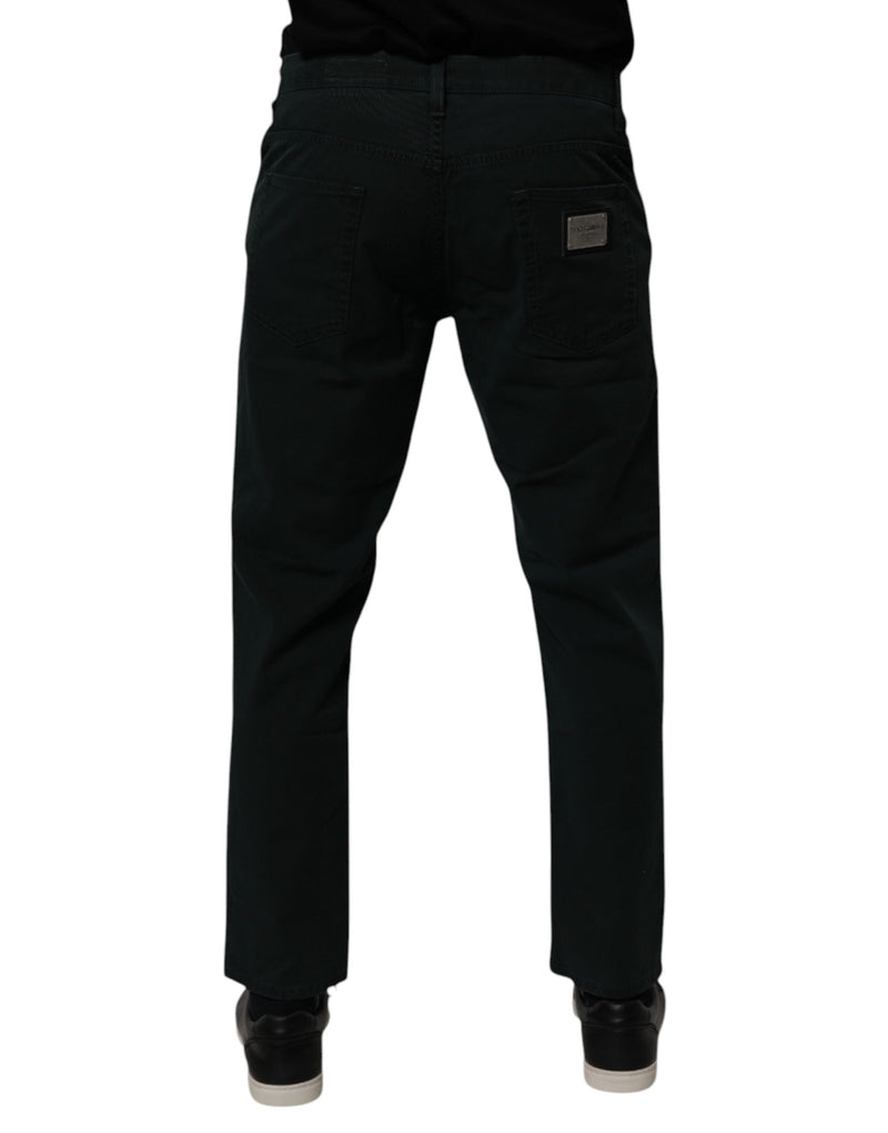 Dark Green Cotton Loose Men Denim Jeans Dolce & Gabbana