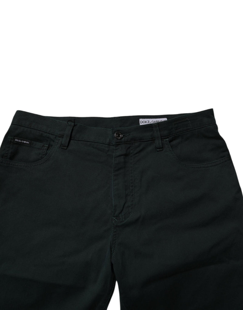 Dark Green Cotton Loose Men Denim Jeans Dolce & Gabbana
