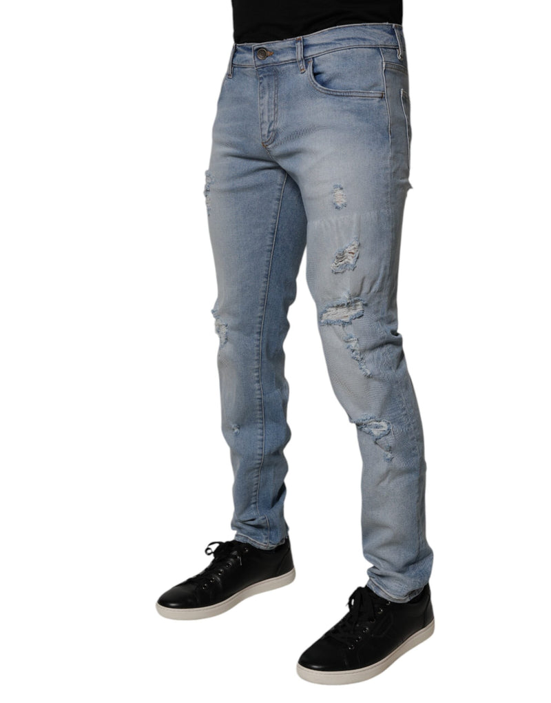 Blue Tattered Cotton Skinny Men Denim Jeans Dolce & Gabbana