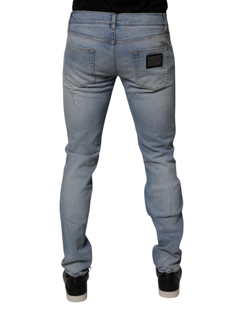 Blue Tattered Cotton Skinny Men Denim Jeans Dolce & Gabbana