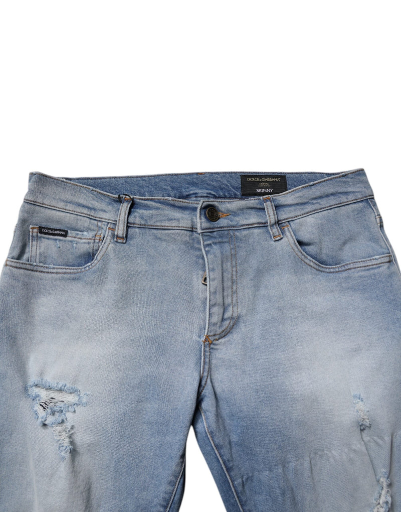 Blue Tattered Cotton Skinny Men Denim Jeans Dolce & Gabbana