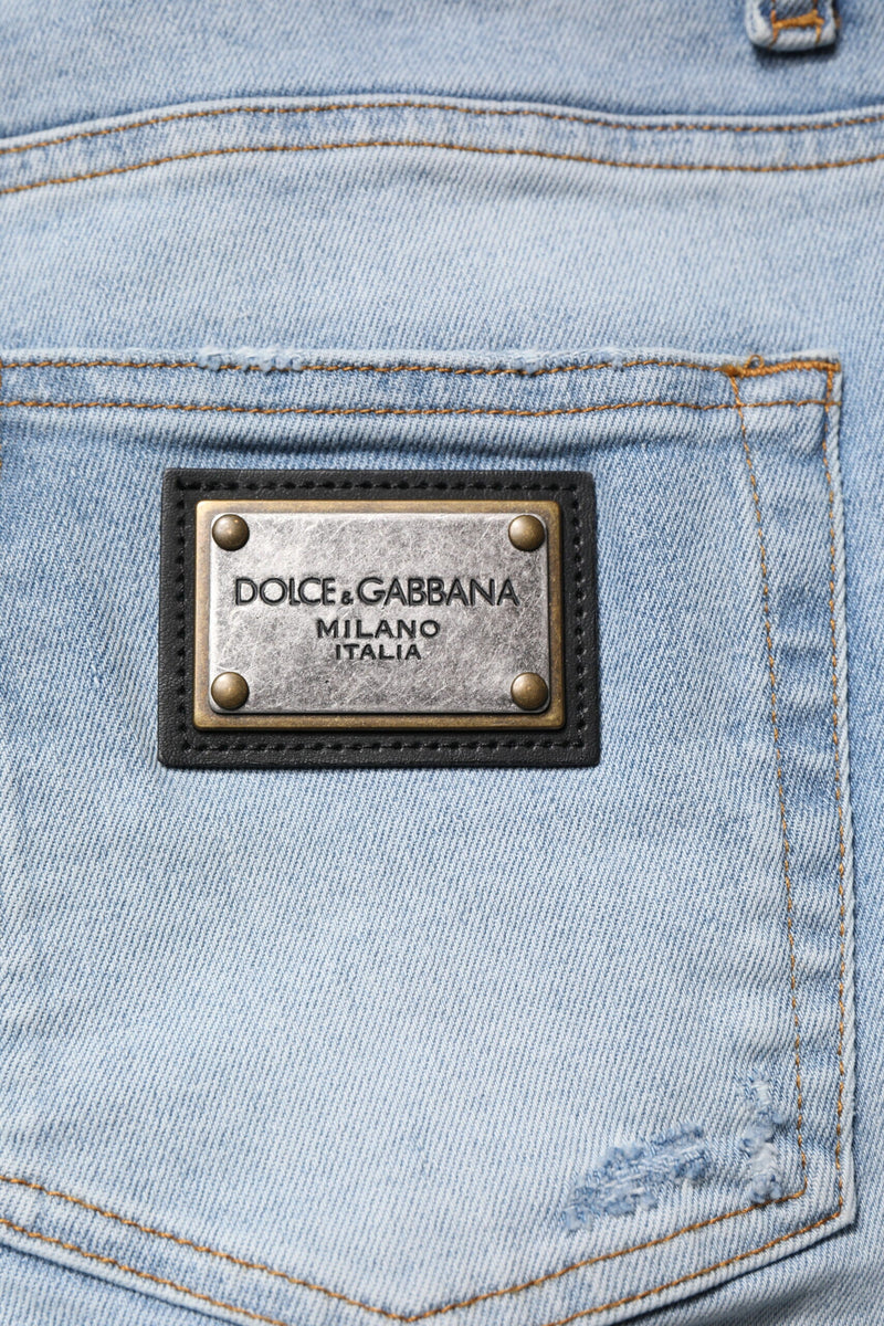Blue Tattered Cotton Skinny Men Denim Jeans Dolce & Gabbana