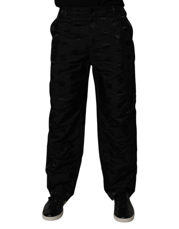Black Logo Monogram Straight Pants Dolce & Gabbana