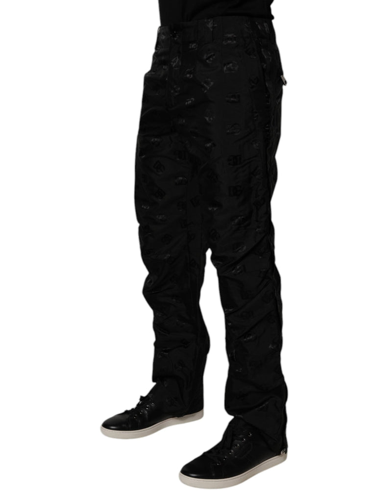 Black Logo Monogram Straight Pants Dolce & Gabbana