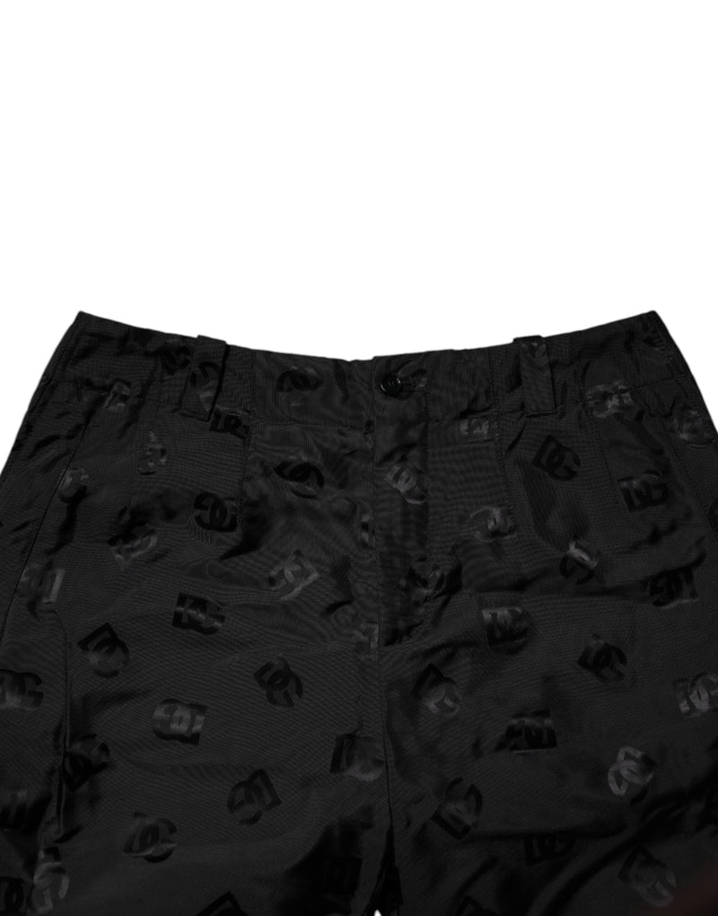 Black Logo Monogram Straight Pants Dolce & Gabbana